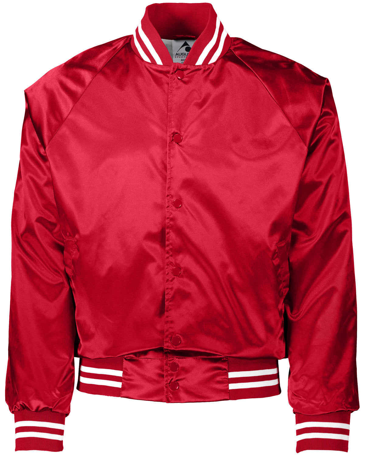 Unisex Striped Trim Satin Baseball Jacket