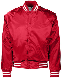 Unisex Striped Trim Satin Baseball Jacket