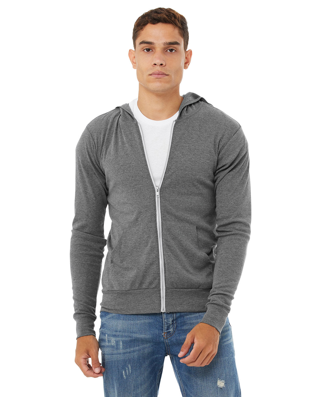 Unisex Triblend Full-Zip Lightweight Hoodie