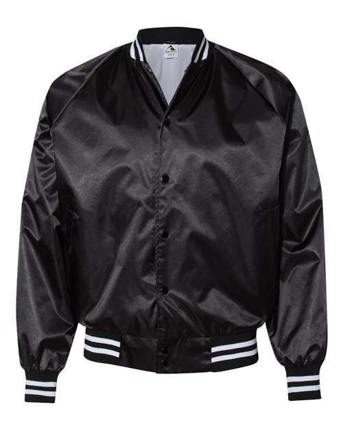 Satin Baseball Jacket Striped Trim