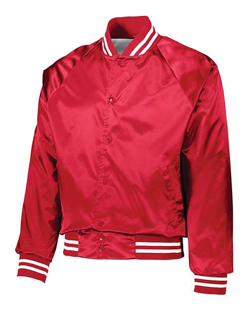 Satin Baseball Jacket Striped Trim