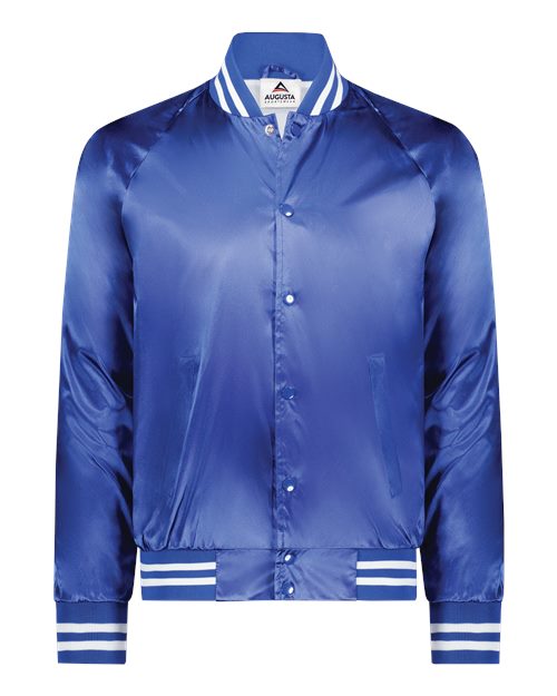 Satin Baseball Jacket Striped Trim