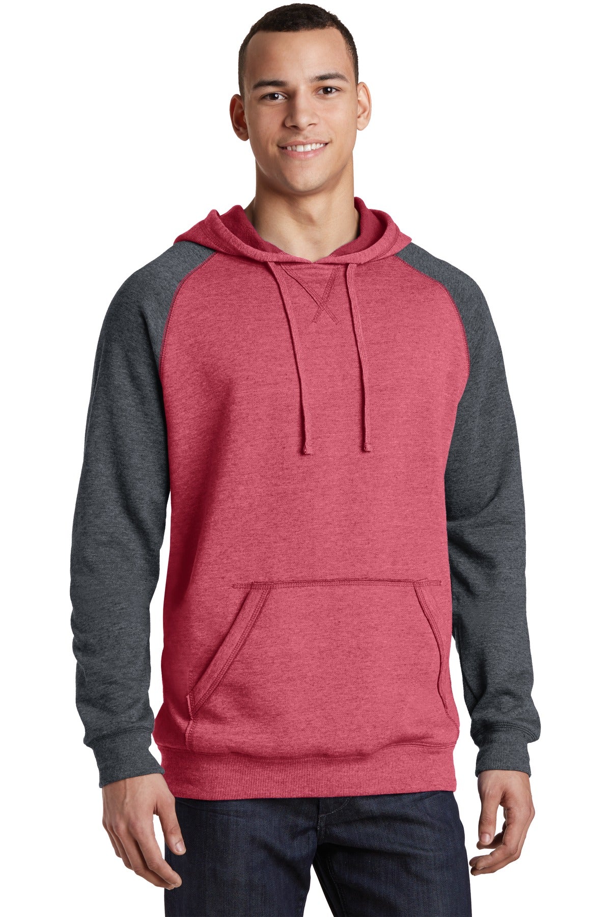 District ®  Young Mens Lightweight Fleece Raglan Hoodie.  DT196