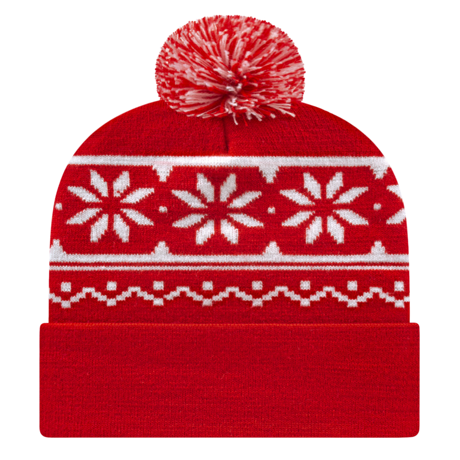 Snowflake Knit Cap with Cuff