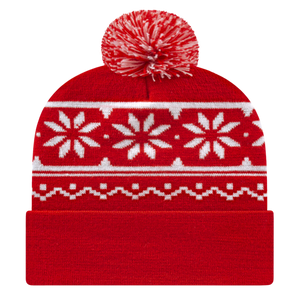Snowflake Knit Cap with Cuff